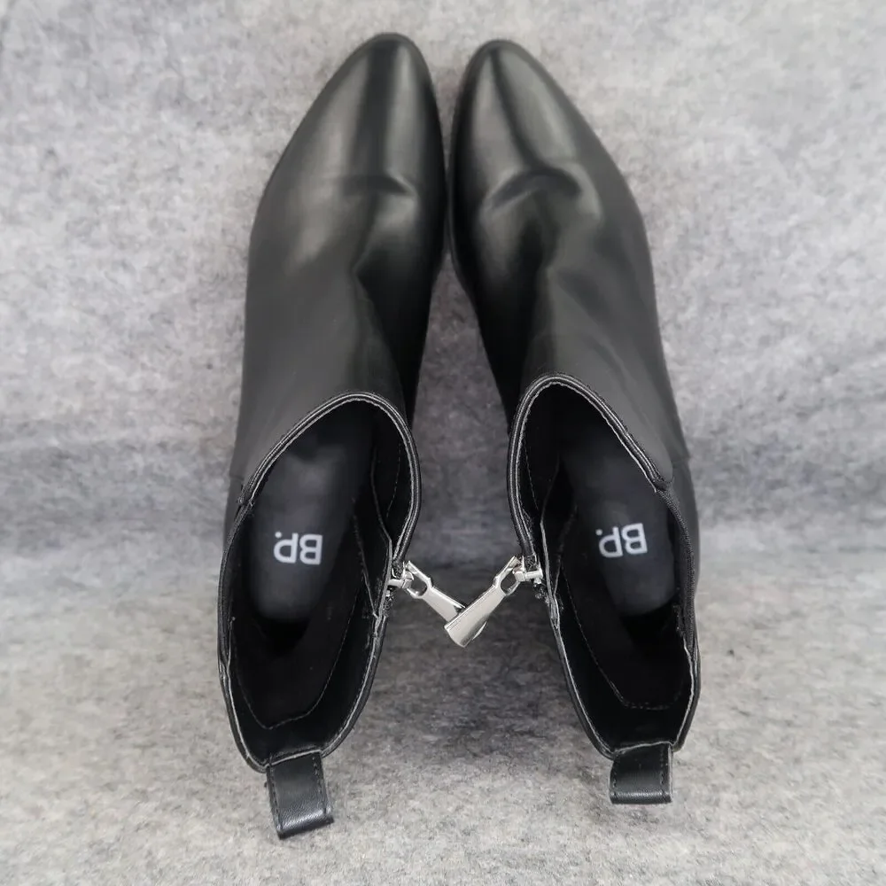BP Shoes Womens 8 Booties Fashion Block Heel Black Classic Gore Panel Zip Baylee